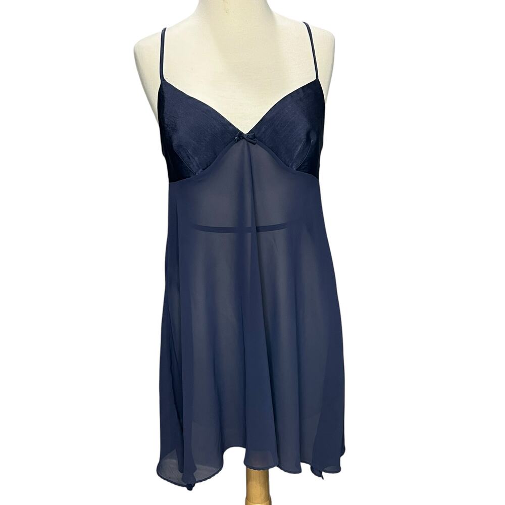 Victorias Secret Vintage‎ 90s Babydoll Mini Slip Dress M Sheer Chemise Y2K Fairy